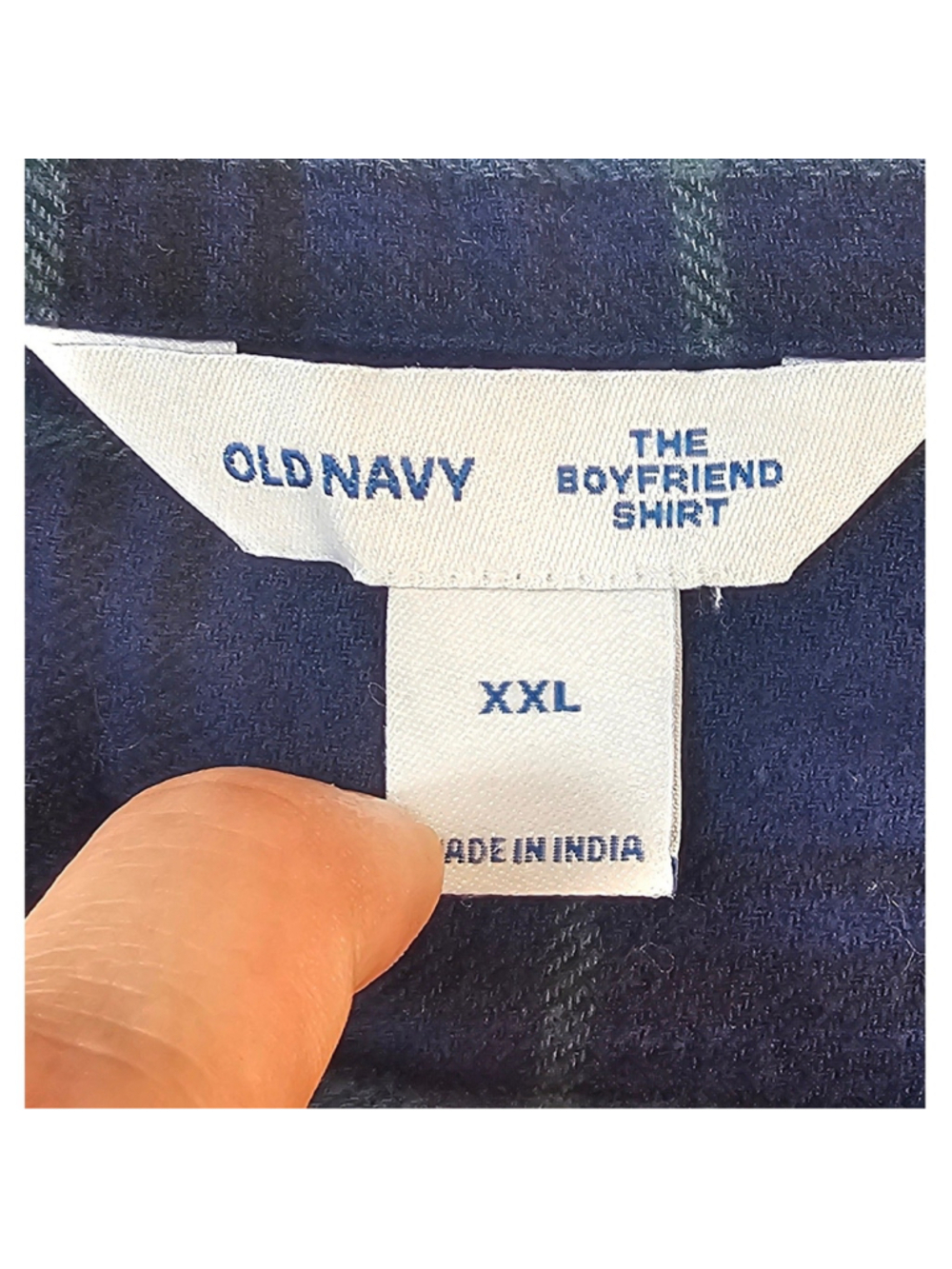 NWT Old navy The boyfriend XXL blue green plaid relaxed fit button up flannel - Picture 4 of 7